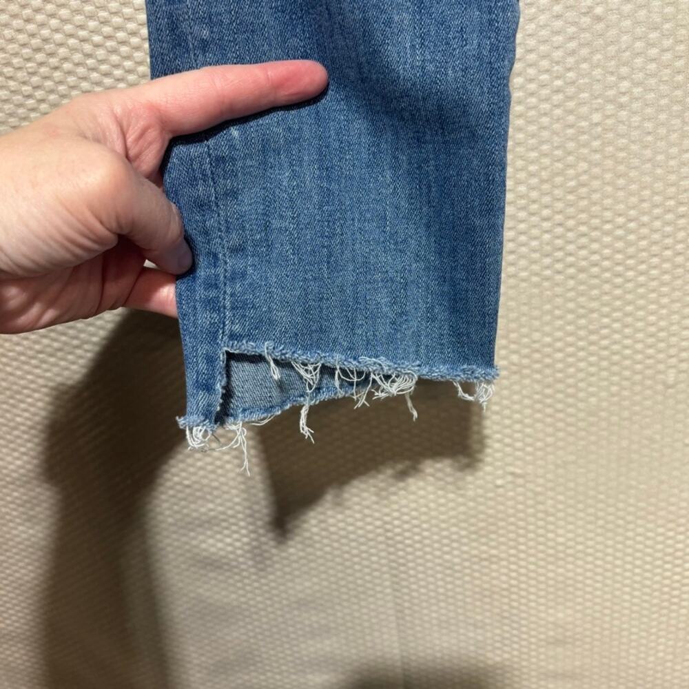 MOTHER Stunner Zip Ankle Step Fray Jeans Size 25 Good Girls Do Blue - Picture 2 of 12